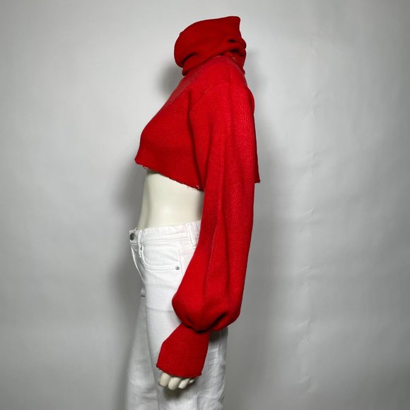 ORSEUND IRIS Red 'Chunky Knit' Crop Sweater - Picture 7 of 10